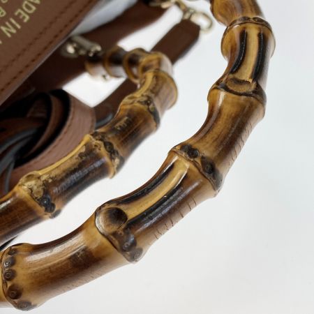 GUCCI グッチ バンブー ショッパー ミディアム 323660 ブラウン 2WAY ショルダーバッグ ハンドバッグ 布袋有