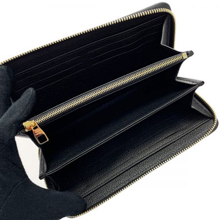  LOUIS VUITTON ルイヴィトン モノグラム アンプラント ジッピーウォレット M80481 ブラック×ベージュ レディース 箱・布袋有