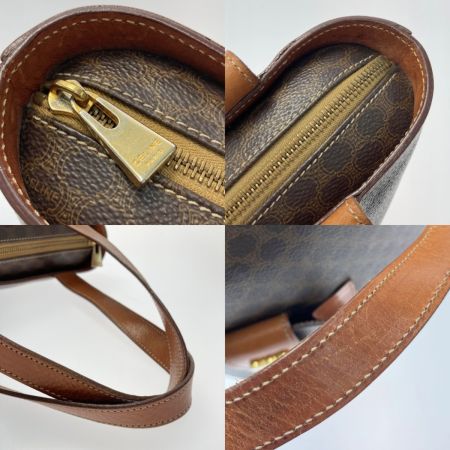  CELINE セリーヌ マカダム柄 トリオンフ金具 トートバッグ M95 ブラウン PVC レザー ヴィンテージ
