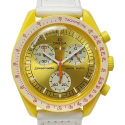 ☆☆ OMEGA×SWATCH MISSION TO THE SUN S033J100 イエロー×ホワイト バイオセラミックムーンウォッチ クォーツ 腕時計 箱有 Bランク