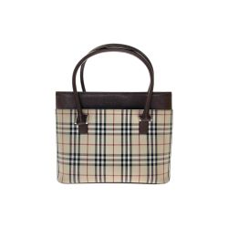 ☆☆ BURBERRY バーバリー ノバチェック トートバッグ ハンドバッグ バーバリーチェック キャンバス×レザー Bランク