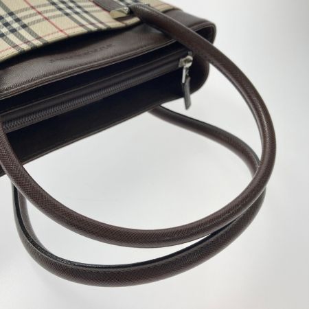  BURBERRY バーバリー ノバチェック トートバッグ ハンドバッグ バーバリーチェック キャンバス×レザー
