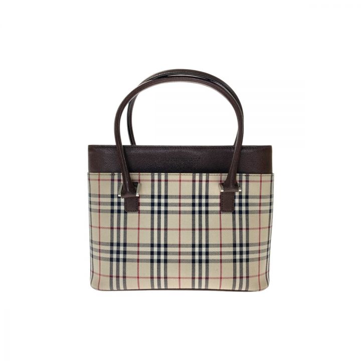 BURBERRY バーバリー ノバチェック トートバッグ ハンドバッグ バーバリーチェック キャンバス×レザー｜中古｜なんでもリサイクルビッグバン