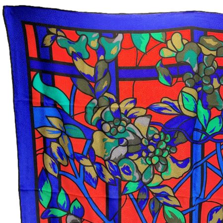  Tiffany & Co. ティファニー ステンドグラス柄 シルク100% ブルー×レッド 箱付