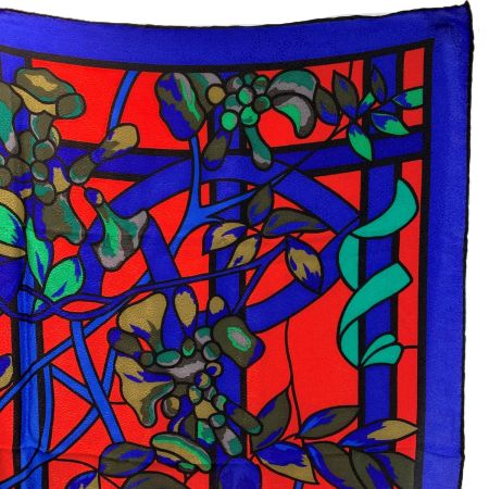  Tiffany & Co. ティファニー ステンドグラス柄 シルク100% ブルー×レッド 箱付