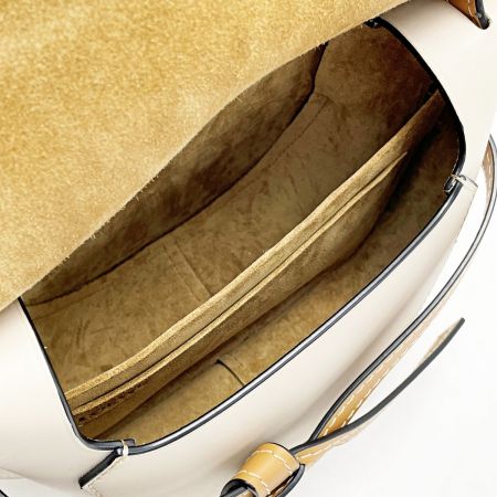 LOEWE ロエベ ゲートバッグ ショルダーバッグ 062032 ベージュ×グレー レザー ゴールド金具 レディース 布袋有