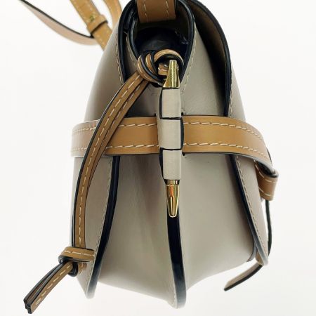  LOEWE ロエベ ゲートバッグ ショルダーバッグ 062032 ベージュ×グレー レザー ゴールド金具 レディース 布袋有