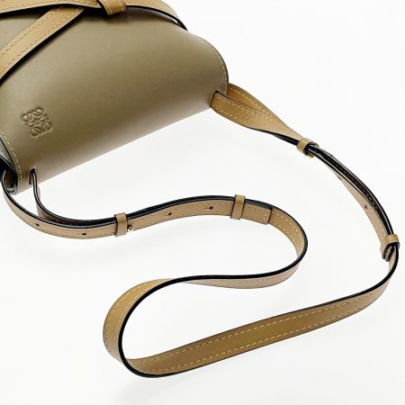  LOEWE ロエベ ゲートバッグ ショルダーバッグ 062032 ベージュ×グレー レザー ゴールド金具 レディース 布袋有