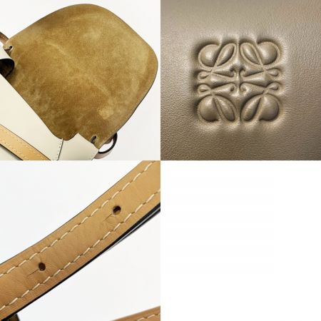  LOEWE ロエベ ゲートバッグ ショルダーバッグ 062032 ベージュ×グレー レザー ゴールド金具 レディース 布袋有