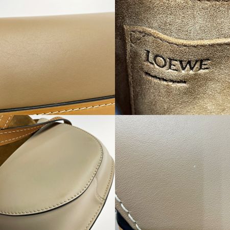  LOEWE ロエベ ゲートバッグ ショルダーバッグ 062032 ベージュ×グレー レザー ゴールド金具 レディース 布袋有