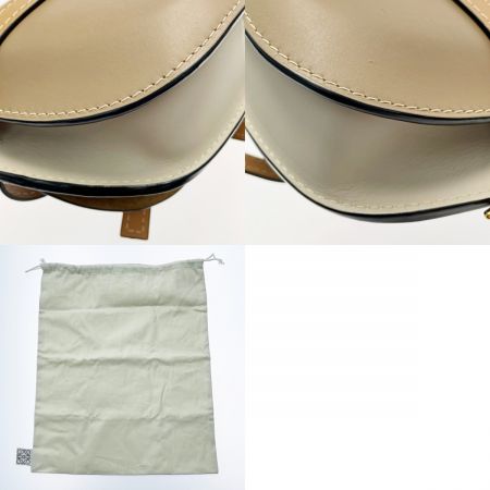  LOEWE ロエベ ゲートバッグ ショルダーバッグ 062032 ベージュ×グレー レザー ゴールド金具 レディース 布袋有