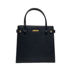 ☆☆ BURBERRY バーバリー ハンドバッグ ブラック レザー ノバチェック ゴールド金具 Bランク