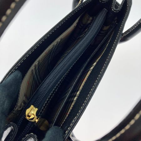  BURBERRY バーバリー ハンドバッグ ブラック レザー ノバチェック ゴールド金具