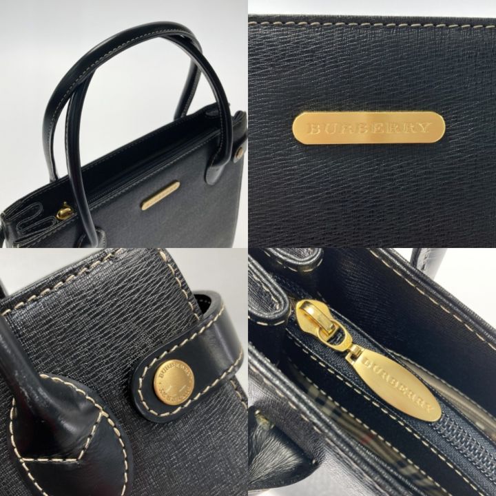 BURBERRY バーバリー ハンドバッグ ブラック レザー ノバチェック ゴールド金具｜中古｜なんでもリサイクルビッグバン