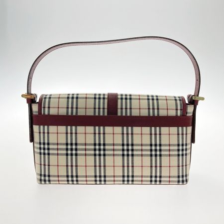  BURBERRY バーバリー ノバチェック ショルダーバッグ ベージュ×バーガンディー ワンショルダー キャンバス レザー
