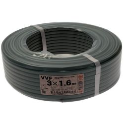 ☆☆ 富士電線工業(FUJI ELECTRIC WIRE) 《 VVFケーブル 平形 》100m巻 / 灰色 / VVF3×1.6 グレー Sランク
