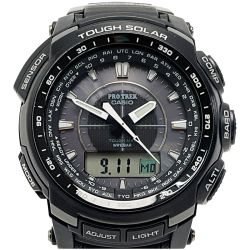 ☆☆ CASIO カシオ PRO TREK 電波ソーラー デジアナウォッチ PRW-5100-1JF ブラック 樹脂 メンズ 腕時計 Aランク