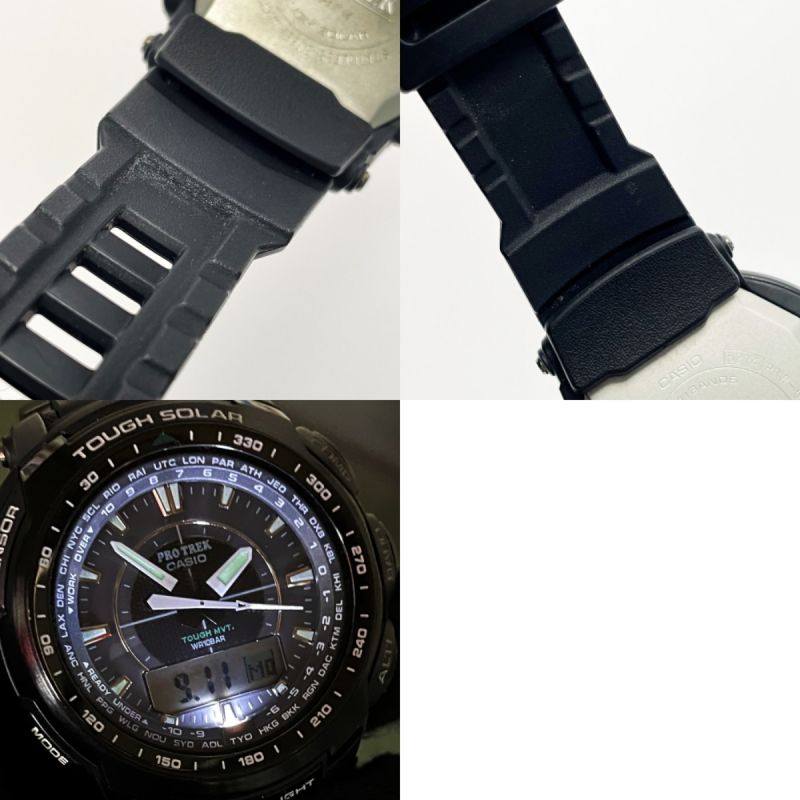 中古】 CASIO カシオ PRO TREK 電波ソーラー デジアナウォッチ PRW