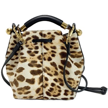  Chloe クロエ GARA ガラ2WAY巾着ショルダーバッグ アニマル レオパード ストラップ 袋有