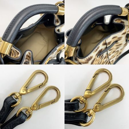  Chloe クロエ GARA ガラ2WAY巾着ショルダーバッグ アニマル レオパード ストラップ 袋有