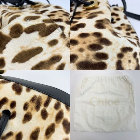  Chloe クロエ GARA ガラ2WAY巾着ショルダーバッグ アニマル レオパード ストラップ 袋有
