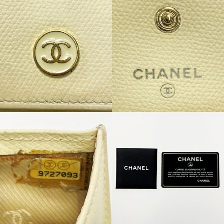  CHANEL シャネル ココボタン Wホック財布 A20902 クリーム レディース ギャランティカード有