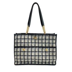 ☆☆ CHANEL シャネル トートバッグ ツイード 2022秋冬モデル ブラック×ホワイト レディース Bランク
