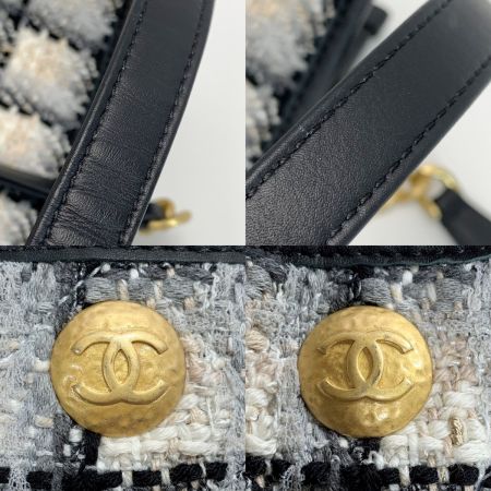 CHANEL シャネル トートバッグ ツイード 2022秋冬モデル ブラック×ホワイト レディース