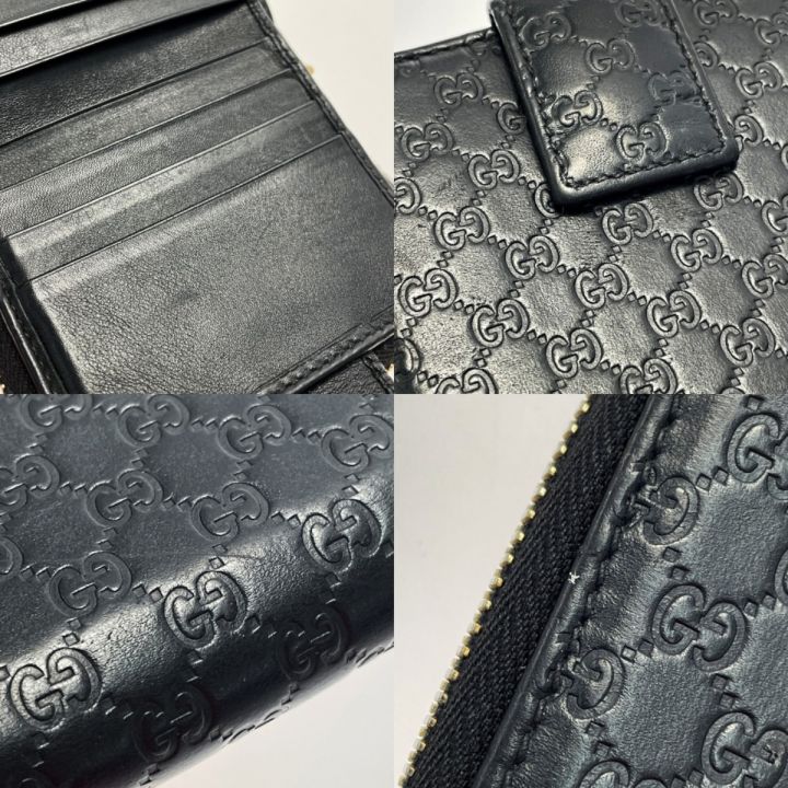 GUCCI グッチ グッチシマ 449395・525040 ブラック 2つ折り財布 レザー レディース ゴールド金具｜中古｜なんでもリサイクルビッグバン