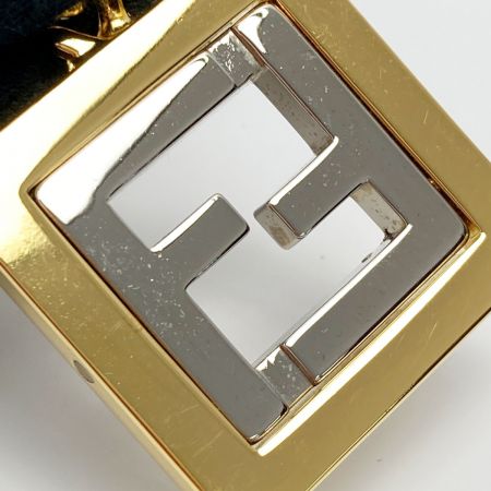  FENDI フェンディ ズッカ ロゴ キーホルダー メタル ゴールド×シルバー FF プレート キーリング 箱有