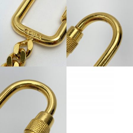  FENDI フェンディ ズッカ ロゴ キーホルダー メタル ゴールド×シルバー FF プレート キーリング 箱有