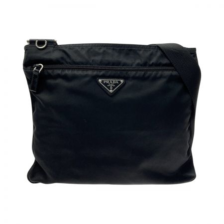 【中古】 PRADA プラダ ナイロン ショルダーバッグ ブラック 三角