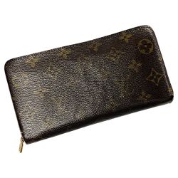 ☆☆ LOUIS VUITTON ルイヴィトン モノグラム ポルト モネ・ジップ M61727 ブラウン 長財布 レディース ゴールド金具 Cランク