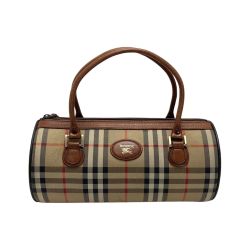 ☆☆ Burberrys バーバリーズ ノバチェック シャドーホース 筒型 ハンドバッグ ベージュ ドラムバッグ Cランク