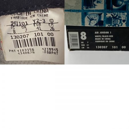  NIKE ナイキ AIR JORDAN 1 エアジョーダン 1 スニーカー 130207 ホワイト×レッド SIZE 26cm メンズ