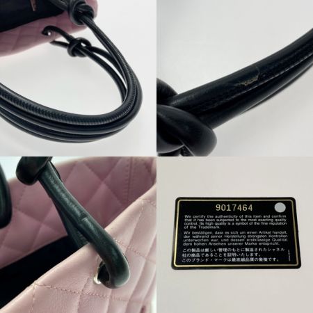  CHANEL シャネル カンボンライン ミディアムトート A25167 ピンク×ブラック カーフスキン ハンドバッグ ギャランティーカード有