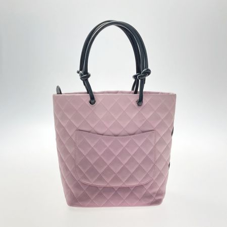  CHANEL シャネル カンボンライン ミディアムトート A25167 ピンク×ブラック カーフスキン ハンドバッグ ギャランティーカード有