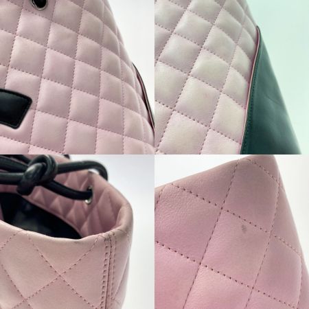  CHANEL シャネル カンボンライン ミディアムトート A25167 ピンク×ブラック カーフスキン ハンドバッグ ギャランティーカード有
