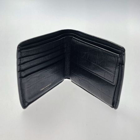  SAINT LAURENT(Yves Saint Laurent) 2つ折り財布 YSLロゴ 型押し GBL463249-0319 ブラック レザー