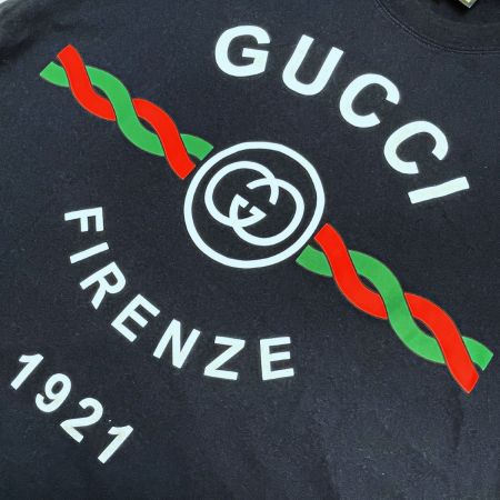  GUCCI グッチ Firenze 1921 半袖Tシャツ ネイビー インターロッキングG メンズ
