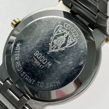 全体的に状態が悪いグッチ クォーツ メンズ 腕時計 コンビ 11Pダイヤ入 黒文字盤 9000M