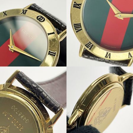  GUCCI グッチ シェリーライン文字盤 3000.2.M シェリー クォーツ レザー ゴールド 腕時計 メンズ