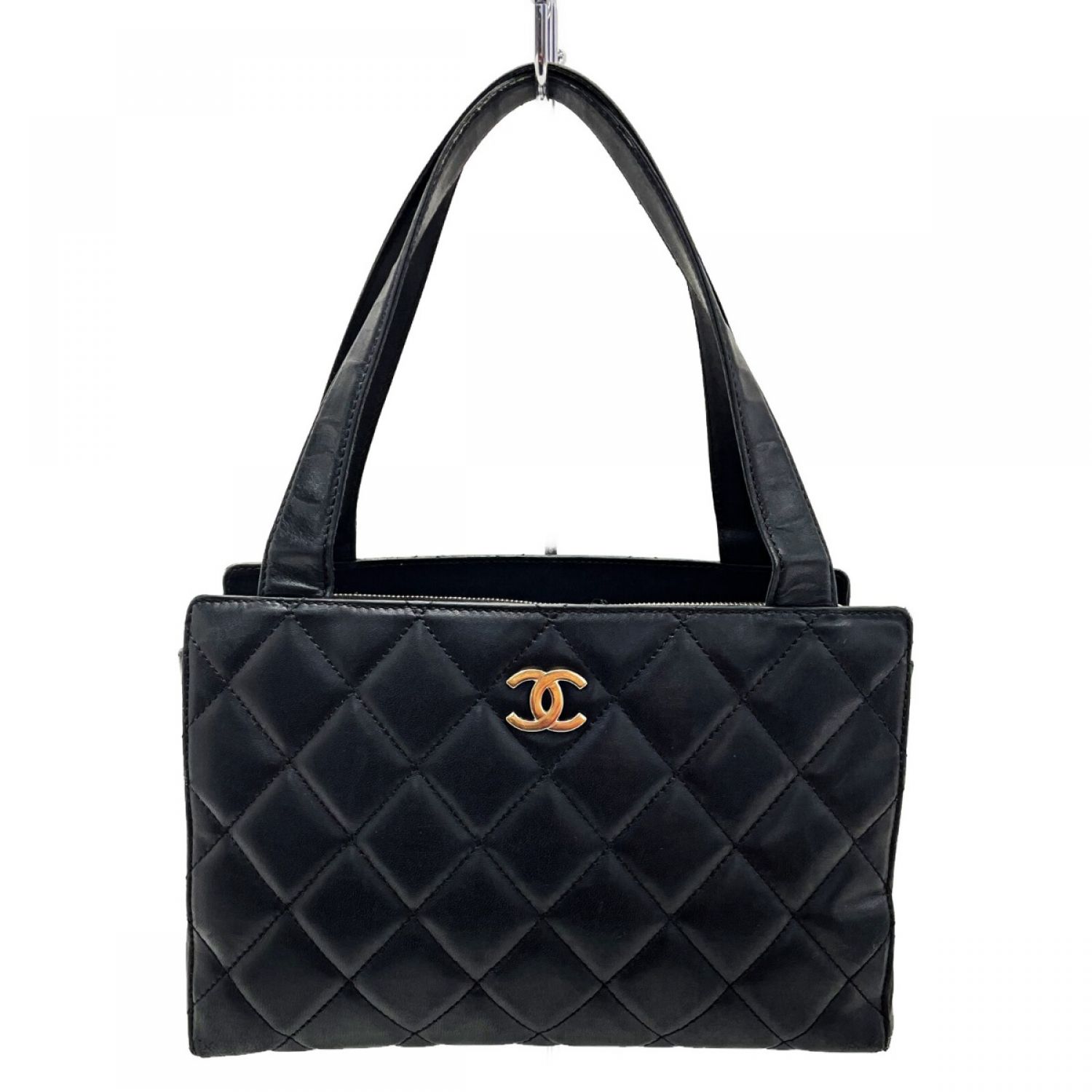 中古】 CHANEL シャネル マトラッセ トートバッグ ブラック ラムスキン