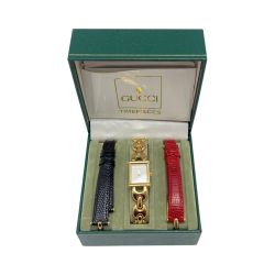 ☆☆ GUCCI グッチ チェンジベルト ウォッチ 1800L ホワイト文字盤 GP クォーツ レディース 腕時計 箱有 Bランク