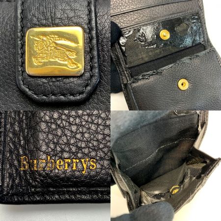 Burberrys バーバリーズ レザー GP金具 ブラック 2つ折り財布 コインポケット劣化