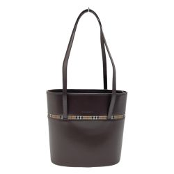 ☆☆ BURBERRY バーバリー ノバチェック レザー トートバッグ KU910BH54 ブラウン ワンショルダー Bランク