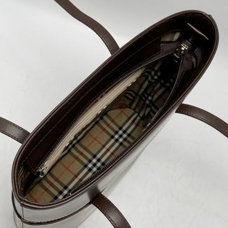  BURBERRY バーバリー ノバチェック レザー トートバッグ KU910BH54 ブラウン ワンショルダー