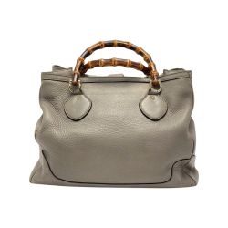 ☆☆ GUCCI グッチ バンブー トートバッグ 282317 グレー レザー ハンドバッグ 布袋有 Cランク