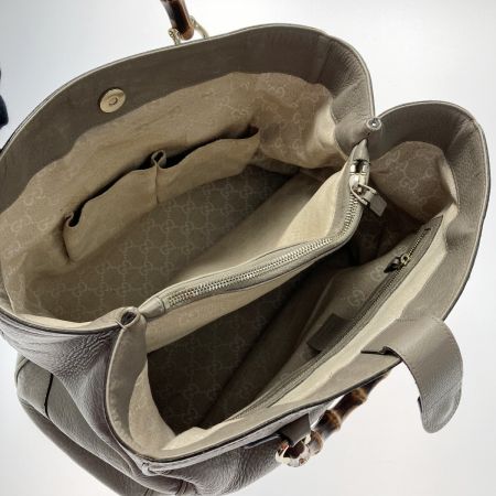  GUCCI グッチ バンブー トートバッグ 282317 グレー レザー ハンドバッグ 布袋有