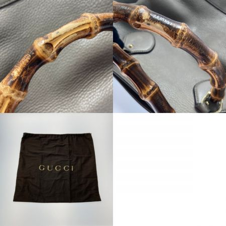  GUCCI グッチ バンブー トートバッグ 282317 グレー レザー ハンドバッグ 布袋有
